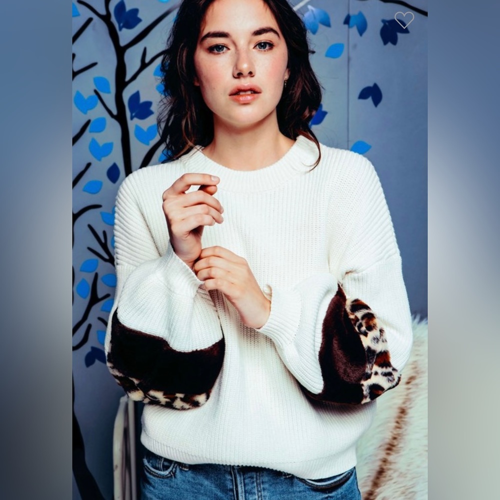 Oversized Puff-Sleeve Knit Sweater